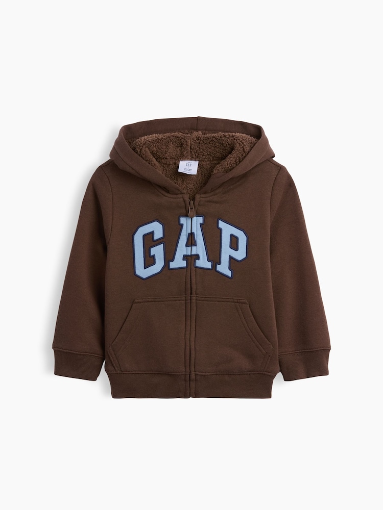 Sudadera con capucha, cremallera, forro de sherpa y logotipo de Gap (6 meses-5 años) - Imagen 1 de 3