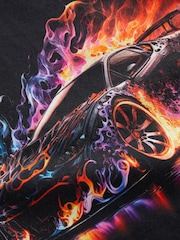 Black Flame Car All-Over Print Short Sleeve T-Shirt (3-16yrs) - Image 3 of 3