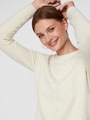 Vero Moda Cream Dove Tall Round Neck Soft Touch Cosy Knitted Jumper - Image 1 of 4