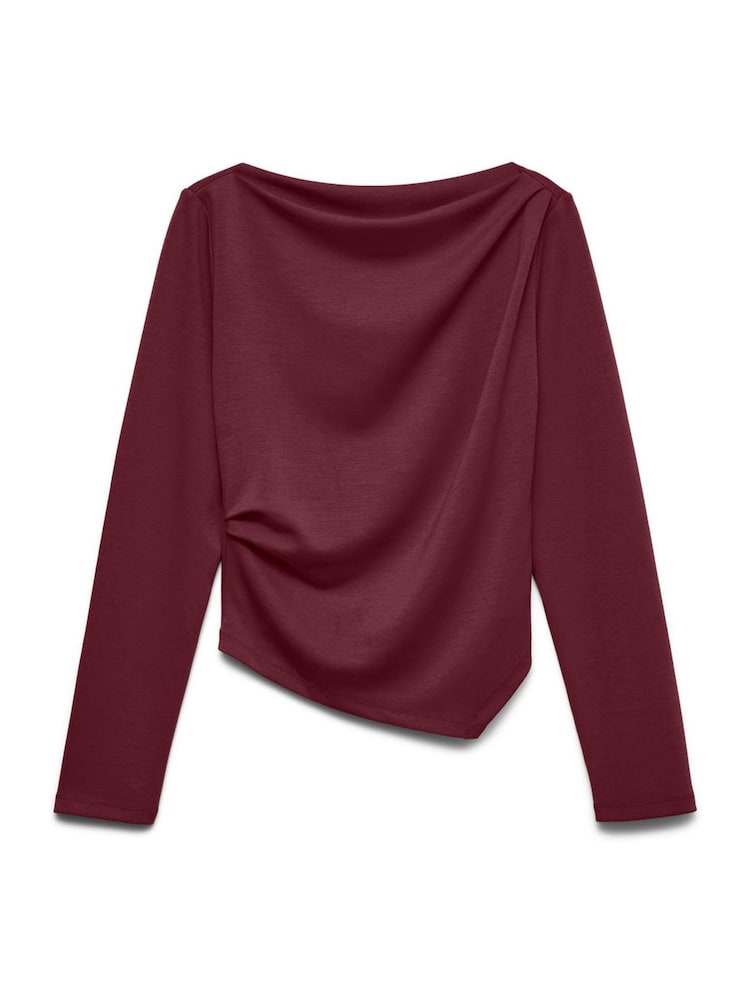 Vero Moda Red Long Sleeve Cinched Waist Boat Neck Top - Image 1 of 1 Vero Moda Red Long Sleeve Cinched Waist Boat Neck Top - Image 1 of 1