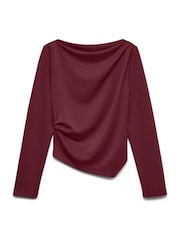 Röd - Vero Moda Långärmad Topp Med Åtsittande Midja Och Båthals - Bild 5 av 5