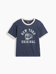 Gap Blue Relaxed New York Graphic Ringer T-Shirt (4-13yrs) - Image 1 of 3