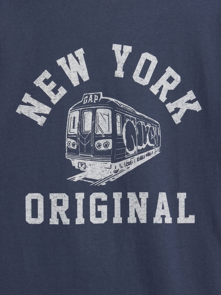 Gap Blue Relaxed New York Graphic Ringer T-Shirt (4-13yrs) - Image 3 of 3 Gap Blue Relaxed New York Graphic Ringer T-Shirt (4-13yrs) - Image 3 of 3