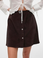 VERO MODA Brown High Waisted Corduroy Button Through Mini Skirt - Image 1 of 5