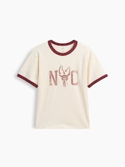 Gap Cream Relaxed New York Graphic Ringer T-Shirt (4-13yrs) - Image 1 of 3