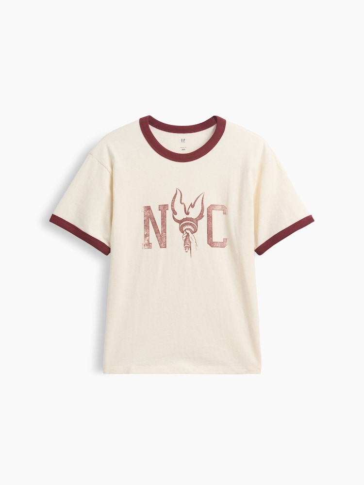 Gap Cream Relaxed New York Graphic Ringer T-Shirt (4-13yrs) - Image 1 of 3 Gap Cream Relaxed New York Graphic Ringer T-Shirt (4-13yrs) - Image 1 of 3