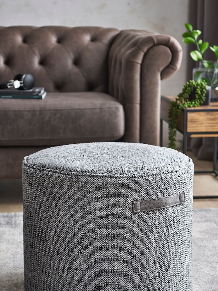 Charcoal Grey Pouffe With Handles - Image 1 of 5