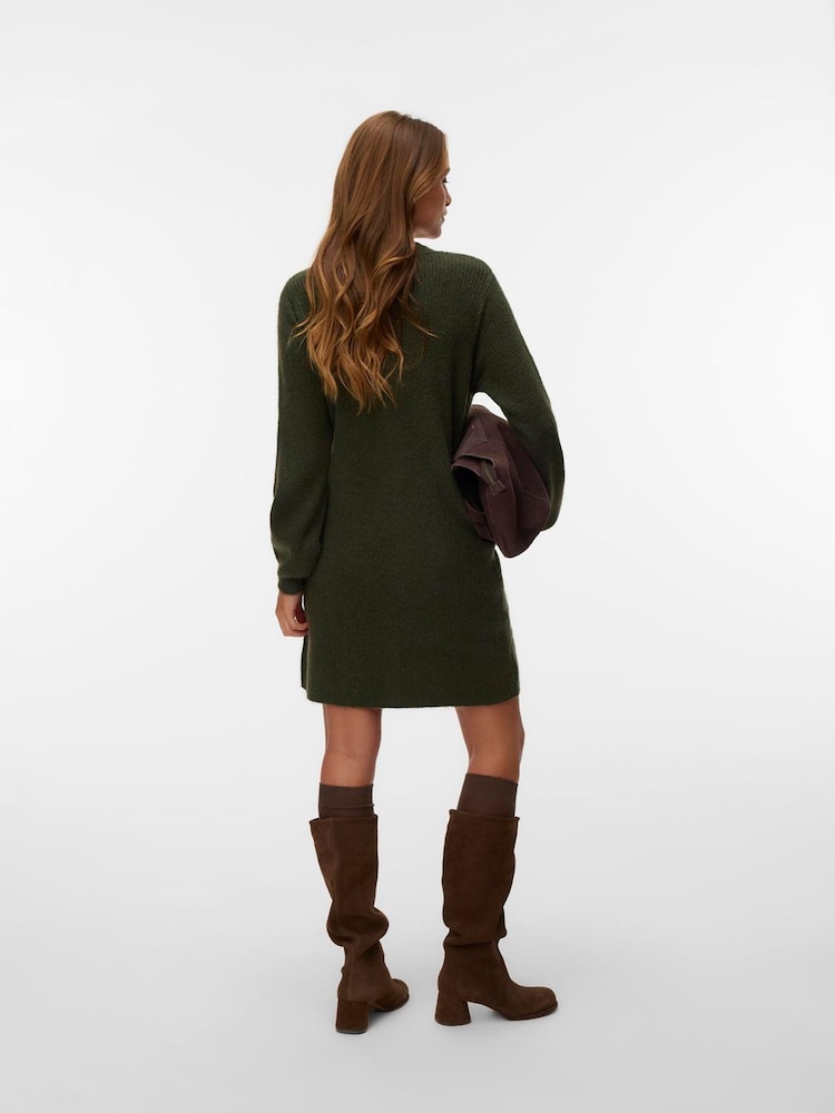 সবুজ - VERO MODA V-Neck Button Through Knitted Dress - 5এর মধ্যে 2 ছবি