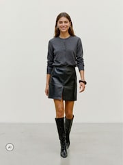 VERO MODA Black High Waisted Faux Leather Pencil Skirt - Image 2 of 5