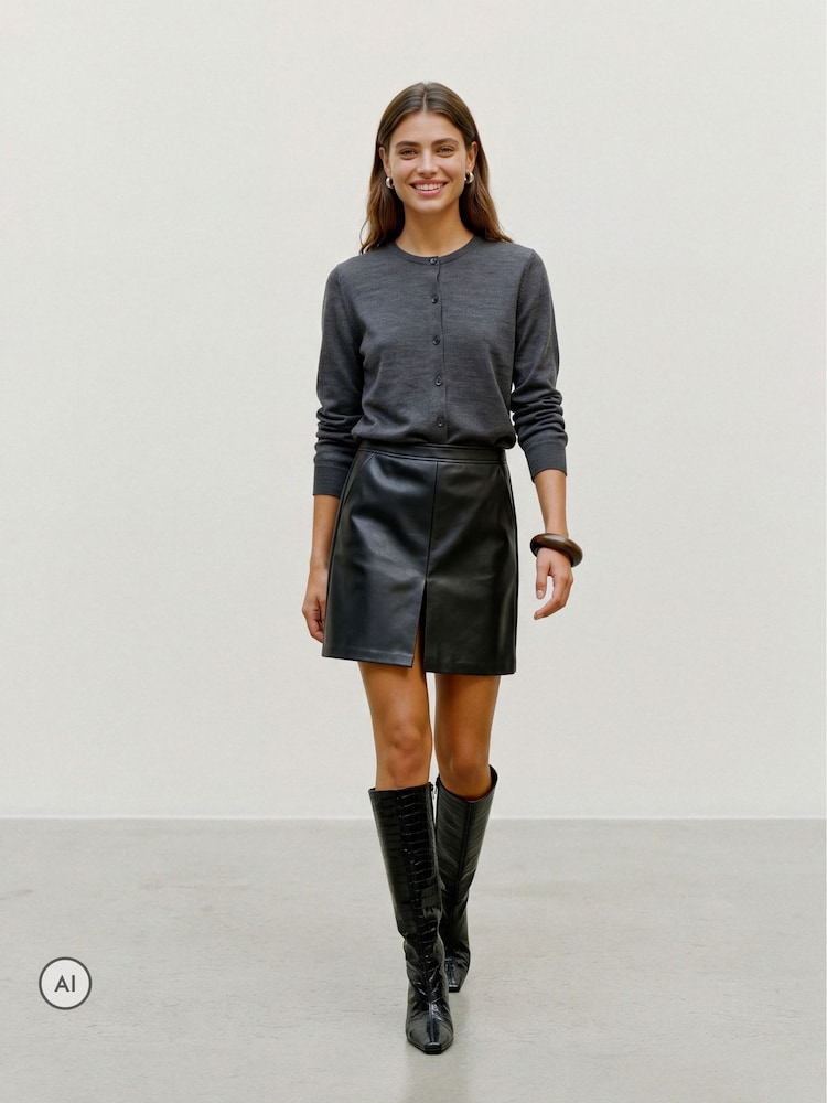VERO MODA Black High Waisted Faux Leather Pencil Skirt - Image 2 of 5 VERO MODA Black High Waisted Faux Leather Pencil Skirt - Image 2 of 5