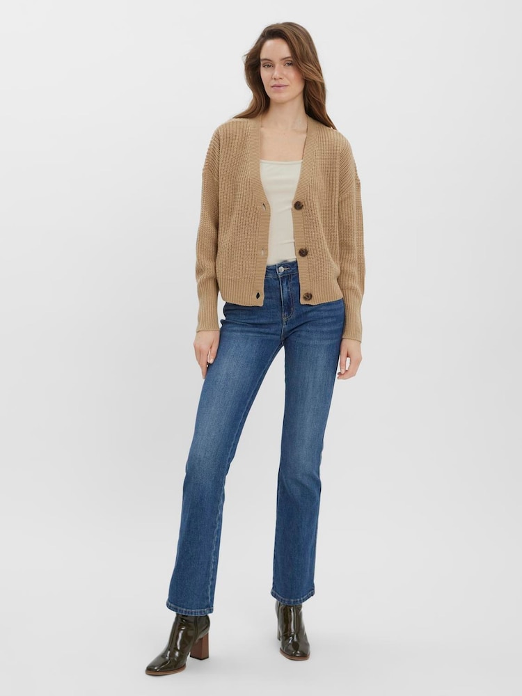 VERO MODA Beige Button Down Knitted Cardigan - Image 1 of 3 VERO MODA Beige Button Down Knitted Cardigan - Image 1 of 3