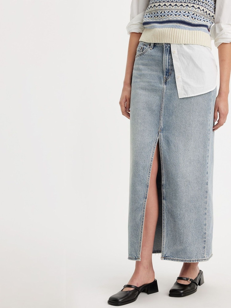 Levi's® Blue 100% Cotton Ankle Column Skirt - Image 1 of 10