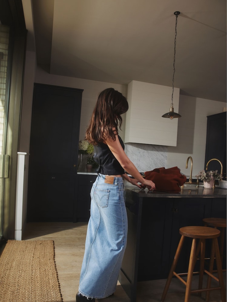 Levi's® Blue 100% Cotton Ankle Column Skirt - Image 2 of 10