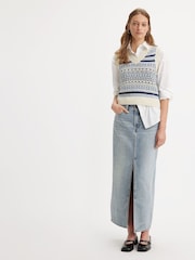 Levi's® Blue 100% Cotton Ankle Column Skirt - Image 5 of 10