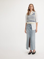 Levi's® Blue 100% Cotton Ankle Column Skirt - Image 6 of 10