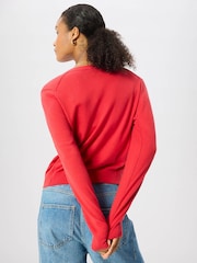 Whistles Red V-Neck Linen Cardigan - Image 4 of 5