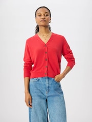 Whistles Red V-Neck Linen Cardigan - Image 5 of 5