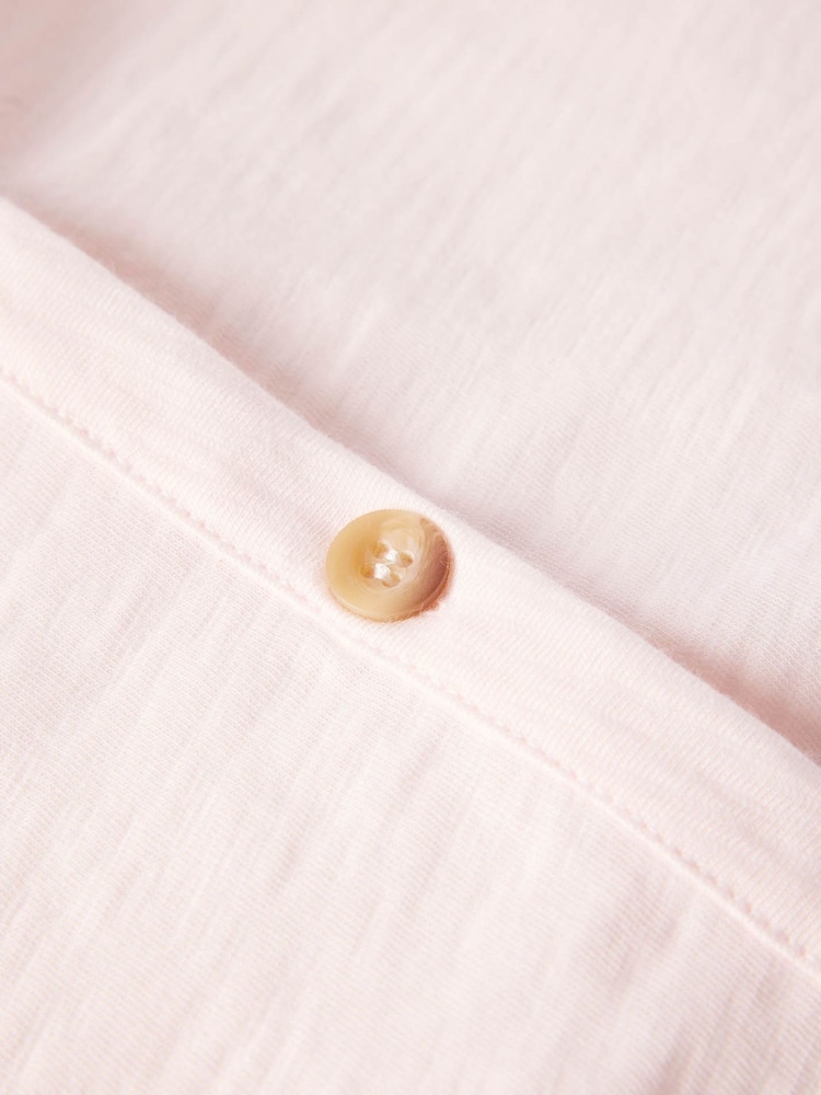 Whistles Pink Ella V-Neck Button Through T-Shirt - Image 5 of 5