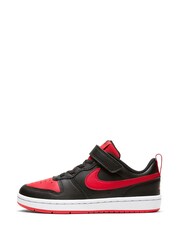 Nike Black/Red Junior Court Borough Low Trainers - Image 3 of 10