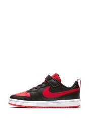 Nike Black/Red Junior Court Borough Low Trainers - Image 5 of 10