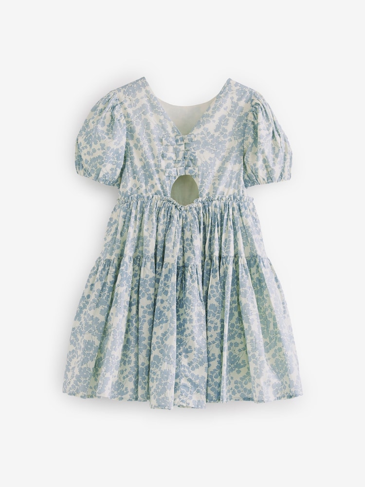 Laura Ashley White/Blue Bow Back Prom Dress - Image 7 of 8