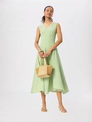 Whistles Green Check V-Neck Asymmetric Dress - Image 1 of 5