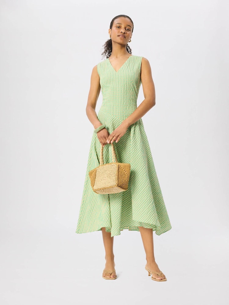 Whistles Green Check V-Neck Asymmetric Dress - Image 1 of 5 Whistles Green Check V-Neck Asymmetric Dress - Image 1 of 5