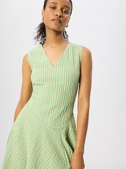 Whistles Green Check V-Neck Asymmetric Dress - Image 2 of 5