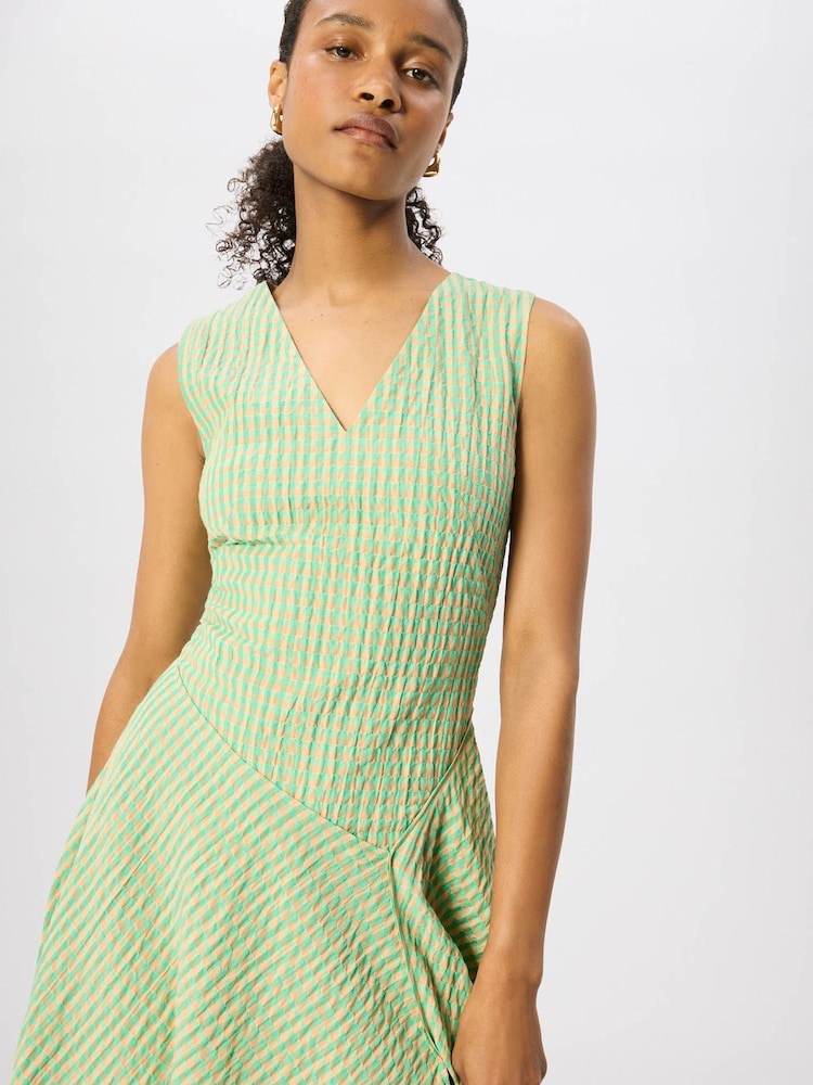 Whistles Green Check V-Neck Asymmetric Dress - Image 2 of 5 Whistles Green Check V-Neck Asymmetric Dress - Image 2 of 5