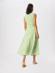 Whistles Green Check V-Neck Asymmetric Dress - Image 4 of 5