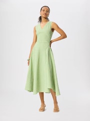 Whistles Green Check V-Neck Asymmetric Dress - Image 5 of 5