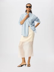 Whistles Blue Cotton Poplin Stripe Shirt - Image 5 of 5