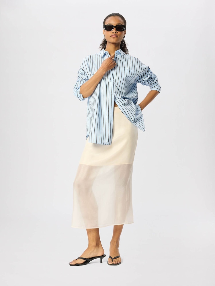 Whistles Blue Cotton Poplin Stripe Shirt - Image 5 of 5
