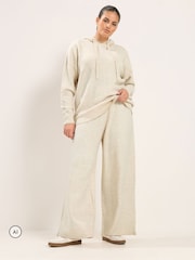 Yours Curve Cream Knitted Wide Leg Trousers - Image 2 of 6