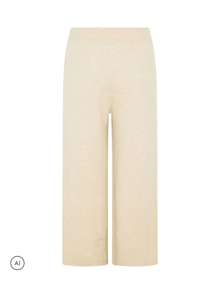 Yours Curve Cream Knitted Wide Leg Trousers - Image 6 of 6
