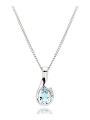 Beaverbrooks 9ct White Gold Diamond Aquamarine Pendant - Image 1 of 3