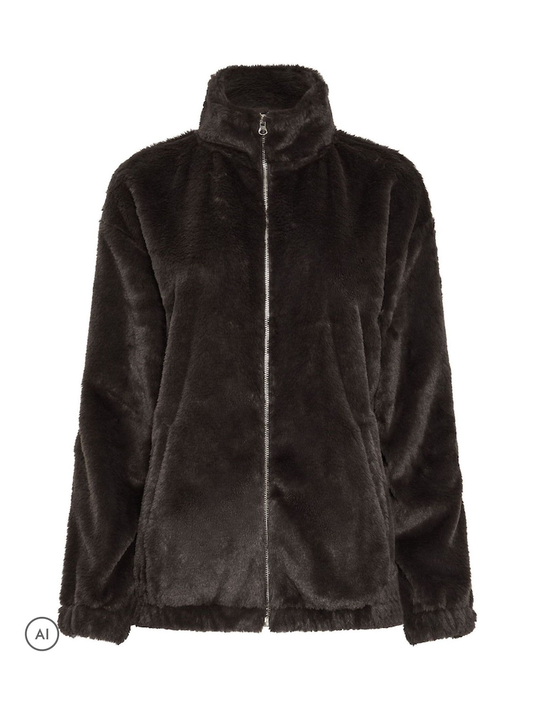 Long Tall Sally Faux Fur Zip Jacket - Image 1 de 2