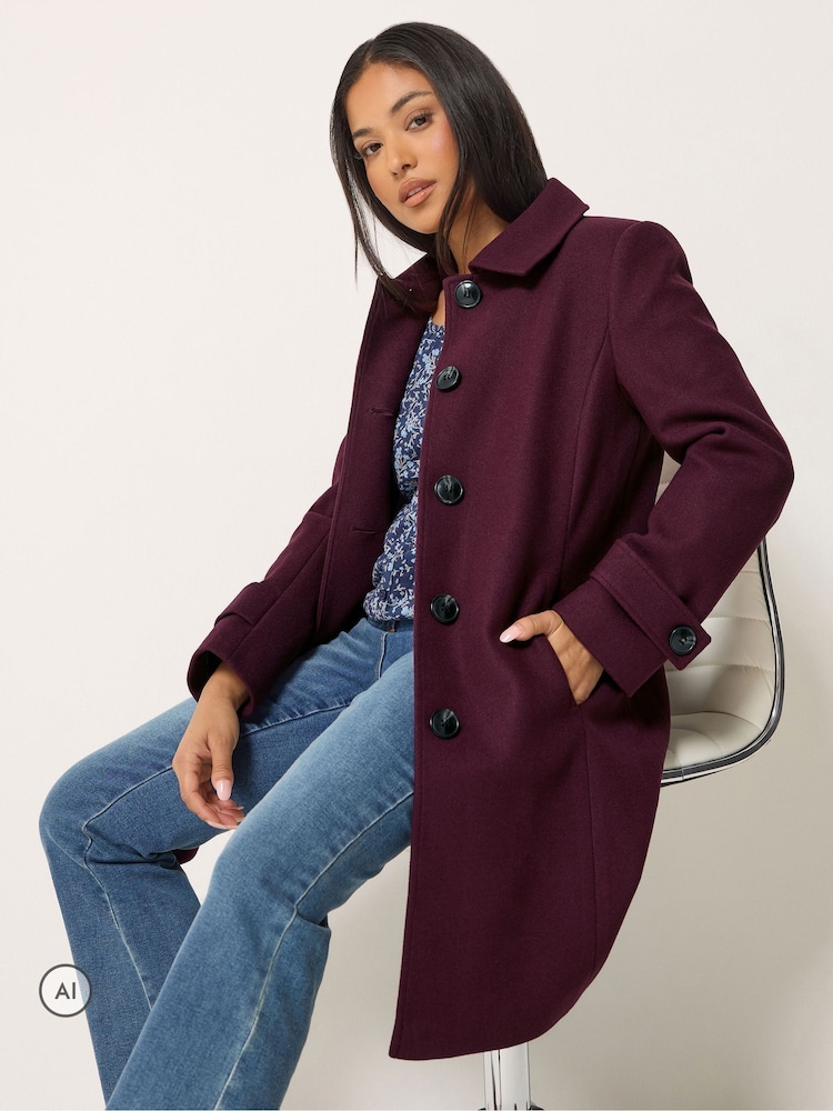 M&Co Purple Button Up Collared Coat - Image 1 of 6 M&Co Purple Button Up Collared Coat - Image 1 of 6