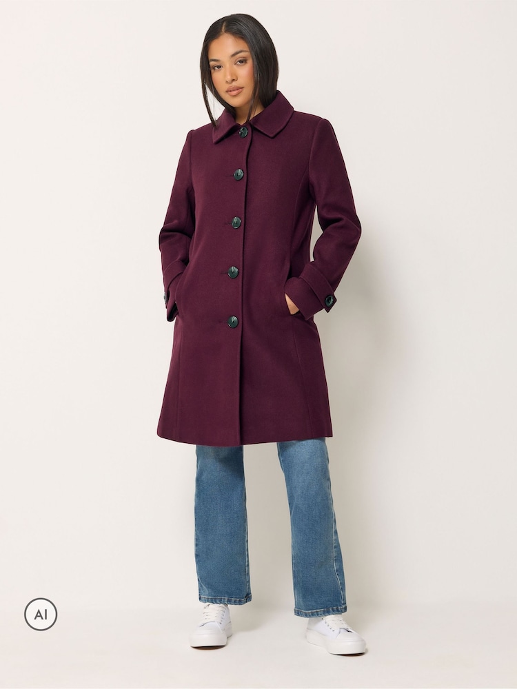 M&Co Purple Button Up Collared Coat - Image 2 of 6 M&Co Purple Button Up Collared Coat - Image 2 of 6