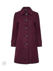 M&Co Purple Button Up Collared Coat - Image 5 of 6