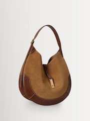 Polo Ralph Lauren Brown ID Medium Suede Shoulder Bag With Leather Trim - Image 1 of 5