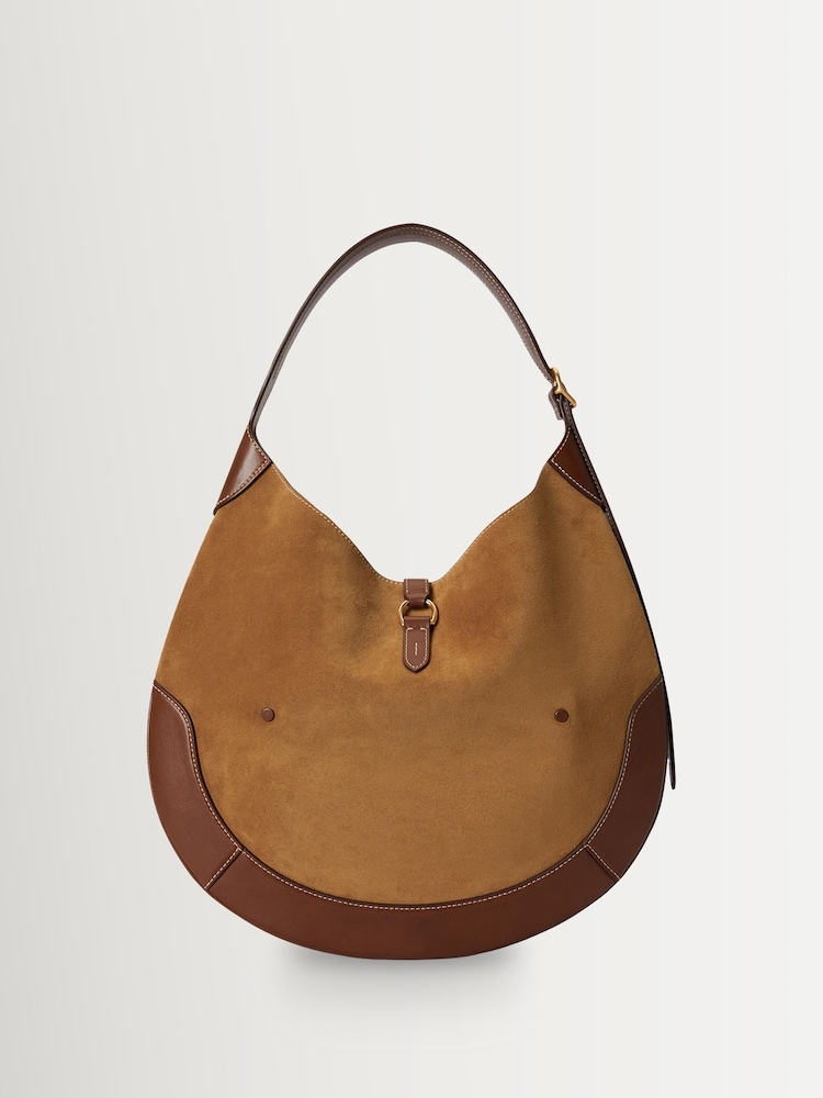 Polo Ralph Lauren Brown ID Medium Suede Shoulder Bag With Leather Trim - Image 2 of 5 Polo Ralph Lauren Brown ID Medium Suede Shoulder Bag With Leather Trim - Image 2 of 5