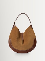 Polo Ralph Lauren Brown ID Medium Suede Shoulder Bag With Leather Trim - Image 3 of 5