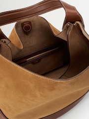 Polo Ralph Lauren Brown ID Medium Suede Shoulder Bag With Leather Trim - Image 4 of 5