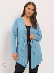 Yours Curve Blue Waterfall Cardigan - Image 1 of 6