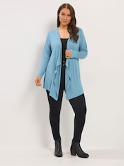 Yours Curve Blue Waterfall Cardigan - Image 2 of 6