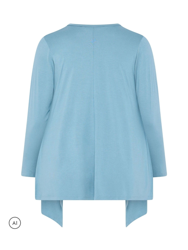 Yours Curve Blue Waterfall Cardigan - Image 6 of 6 Yours Curve Blue Waterfall Cardigan - Image 6 of 6