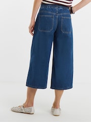 JD Williams Blue Elasticated Waist Culotte Jeans - Image 2 of 4