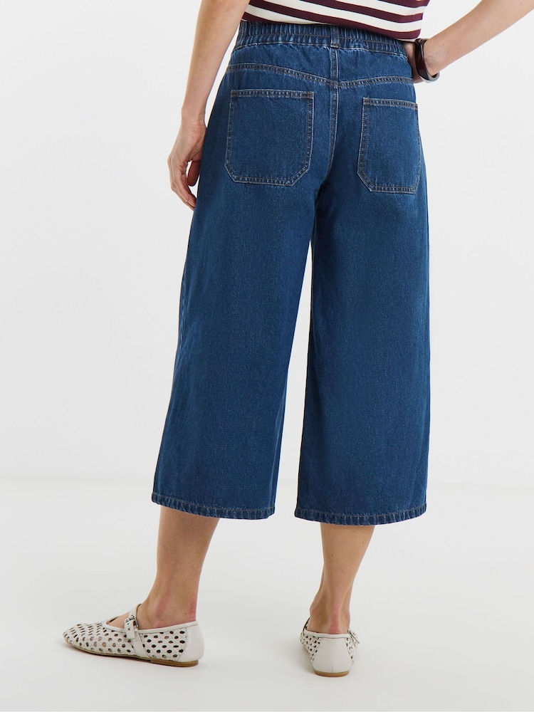 JD Williams Blue Elasticated Waist Culotte Jeans - Image 2 of 4 JD Williams Blue Elasticated Waist Culotte Jeans - Image 2 of 4
