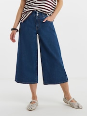 JD Williams Blue Elasticated Waist Culotte Jeans - Image 3 of 4